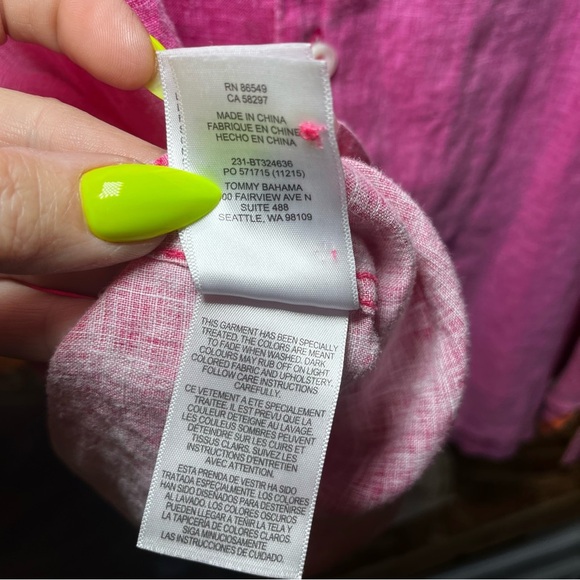 TOMMY BAHAMA Big & Tall Short Sleeve Linen Summer Cruise Button Up Easter Golf - Picture 5 of 10